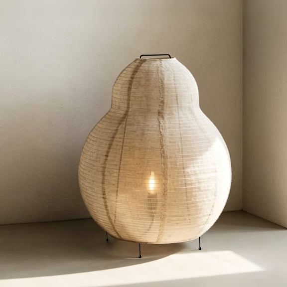METHEDEECO Japandi Linen Floor Lamp with Smart RGB Bulb, 22.8-Inch
