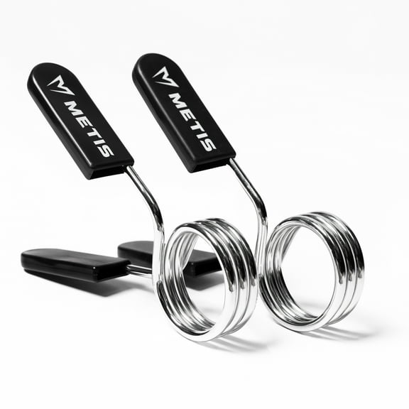 METIS Barbell Spring Collars – Chrome-Plated Steel with Ergonomic Handles for Secure Weight Lifting, 2in Size, Pack of 10 Pairs