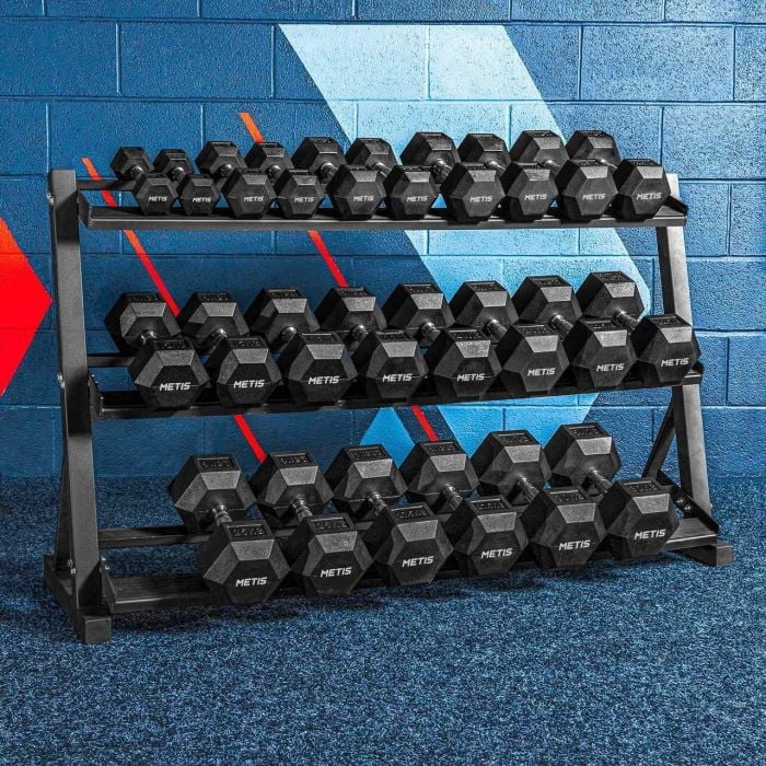 METIS Hex Dumbbells [Pair] | Premium Rubber-Coated Free Weights for Home & Gym Workouts | Full Set & Rack Available [5.5lbs – 110lbs]