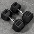 thumbnail image 1 of METIS Hex Dumbbells [Pair] | Premium Rubber-Coated Free Weights for Home & Gym Workouts | Full Set & Rack Available [5.5lbs – 110lbs], 1 of 3