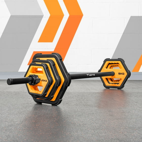 METIS Pro Urethane Studio Weight Set [44lbs] | High Performance Barbell & Weight Plates with Secure Locking System