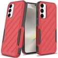 thumbnail image 1 of [METKASE] For Samsung s25 Plus/s24 Plus Noble lined shockproof dual layer hybrid in Slide-Out Package - Red/Black, 1 of 6