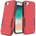 thumbnail image 1 of METKASE For iPhone 16E / SE4 Noble lined shockproof dual layer hybrid - Red/Black, 1 of 5