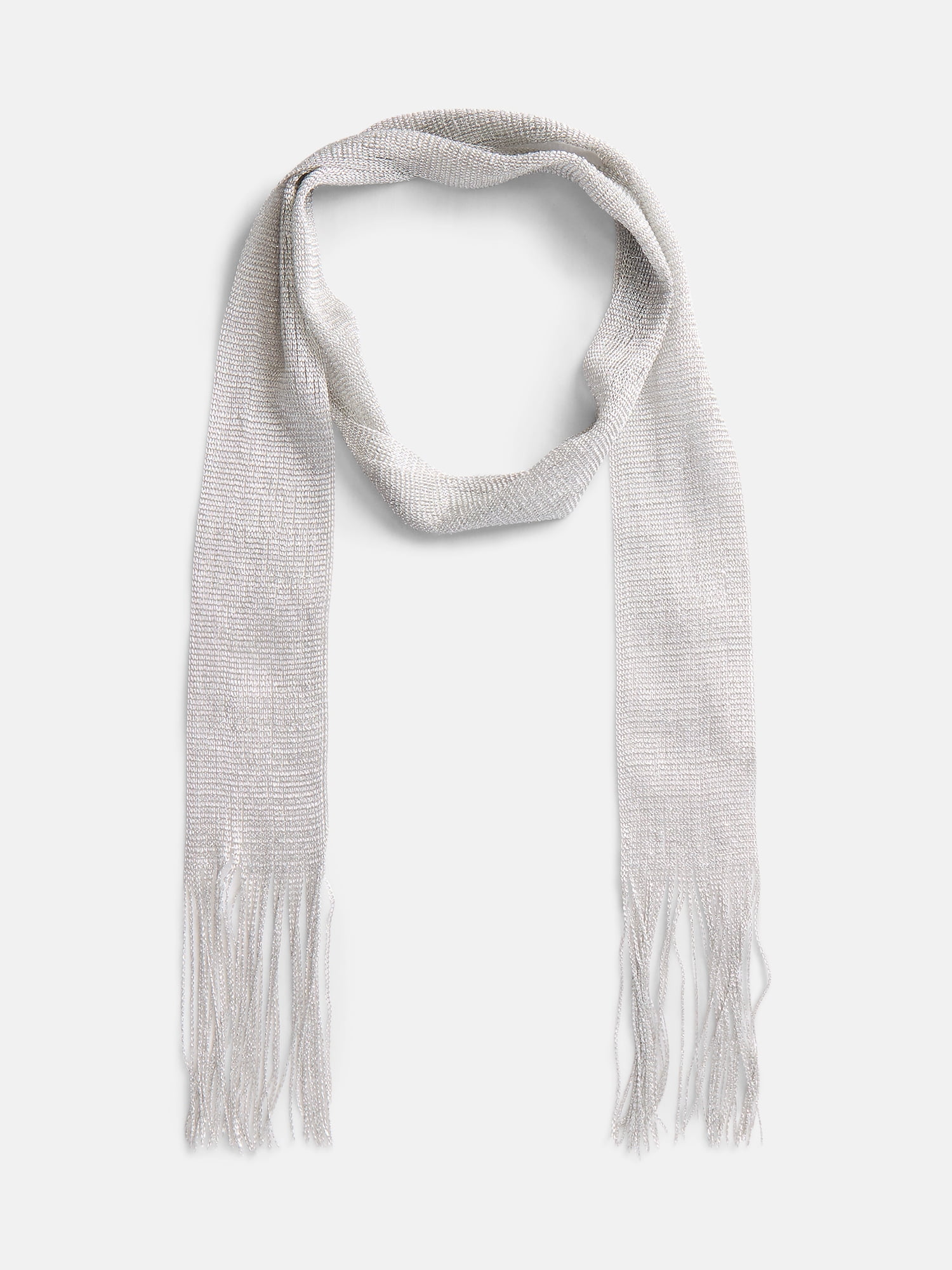 No Boundaries Women's Metallic Skinny Scarf, Silver