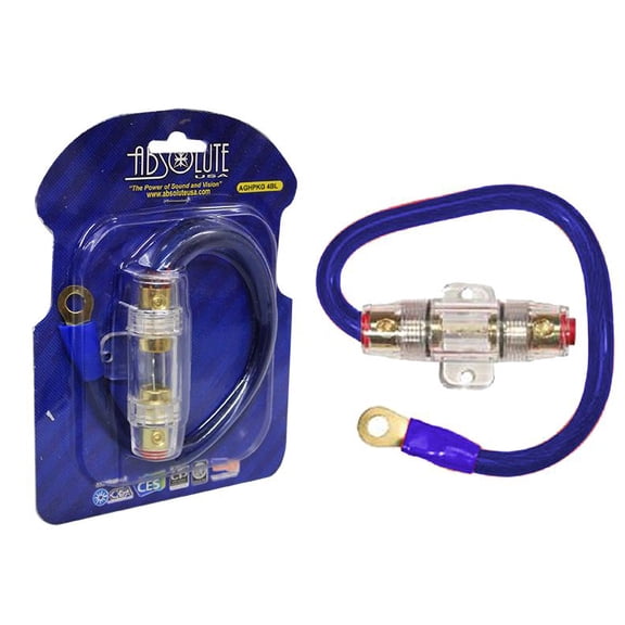Absolute AGHPKG4BL 4 Gauge Power Cable and In-Line Fuse Kit (Blue)