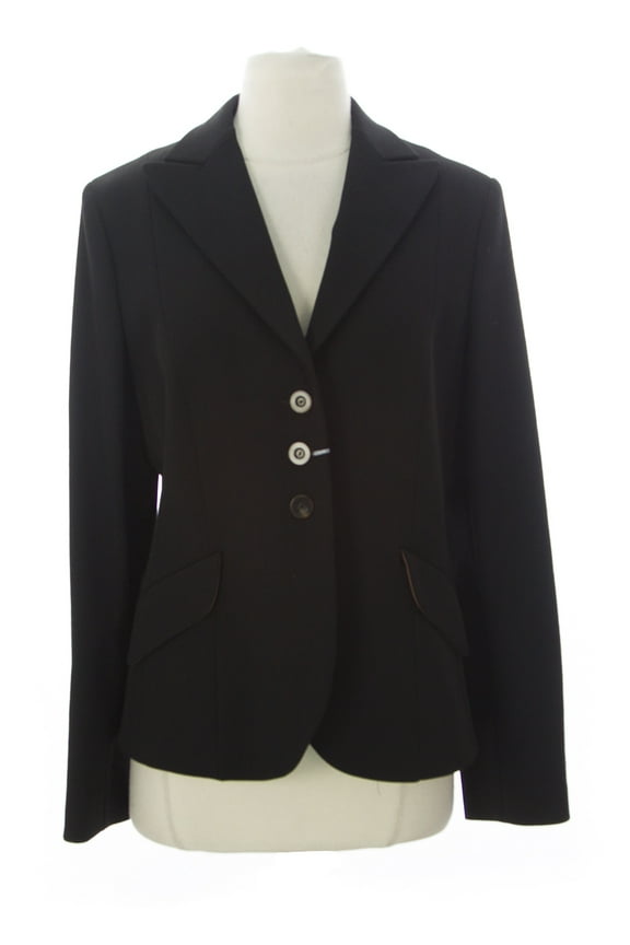 Women's Three Button Wool Blazer IT 48 Black