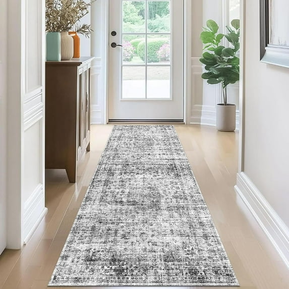 METSAVAIM 2x6 Runner Rug - Ultra Soft Vintage Hallway Runner Rug for Entryway, Kitchen & Bedroom | Non-Slip Machine Washable Runner Rug, Stain-Resistant & Durable for High-Traffic Areas
