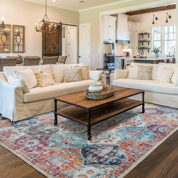 METSAVAIM 8x10 Rug - Ultra Soft Moroccan Area Rug for Living Room, Bedroom & Office | Non-Slip Machine Washable Rugs, Ideal for Indoor & Outdoor Use