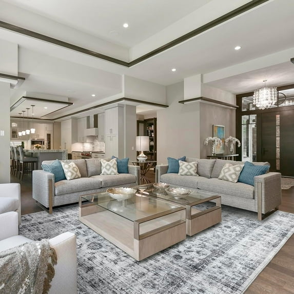 METSAVAIM 8x10 Rug - Ultra Soft Vintage Area Rugs for Living Room, Bedroom & Office | Non-Slip Machine Washable Rugs, Ideal for Indoor & Outdoor Use