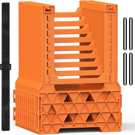 Metuvoln 10FT RV Sewer Hose Support,Height-Adjustable Foldable Drain Hose Holder with Secure Rubber Band & Carry Strap,for RV Campers Travel Trailer(Orange)