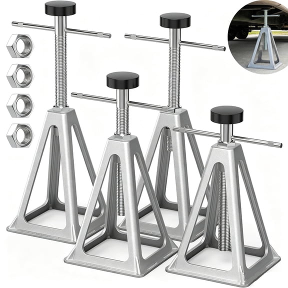 Metuvoln 4-Pack RV Stabilizer Jacks with Rubber Pads,11"-17" Height-Adjustable,Support up to 6000lbs Each,for RV Travel Trailer Camper
