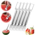 thumbnail image 1 of MEUDQU 2-in-1 Stainless Steel Fruit Cutter, 2024 Portable Watermelon Fork Slicer Cutter with Round Handle for Home Kitchen Gadget, 1 of 6