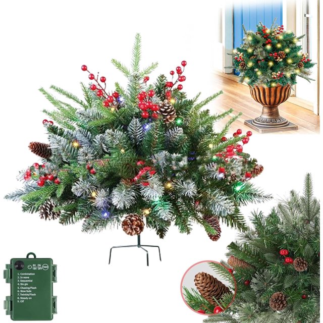 MEUDQU Holiday Planters, Holiday Planter Decorations, Prelit Holiday