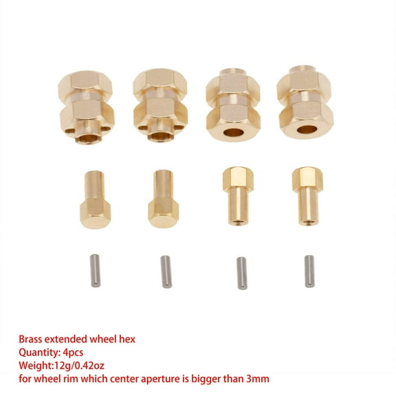 MEUS Racing Brass Extended Hex Wheel Hubs Hex Drive Adapters for AXIAL SCX24 1/24 RC Crawler Car Single Side Widening of Widening Combiner 4mm