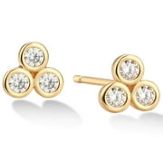 MEVECCO 14K Gold Plated Dainty Cute Wishbone Diamond Stud Earrings Jewelry Gift for Women