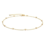 MEVECCO 14K Gold Plated Tiny Delicate Bead Link Wave Chain Minimalist Choker Necklace for Women