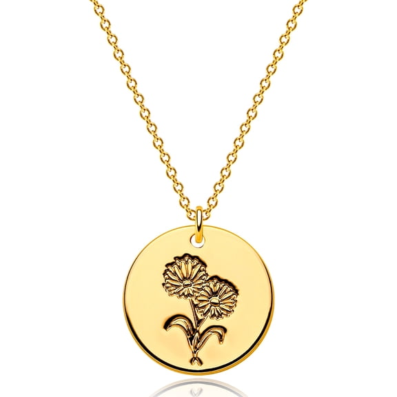 GDCOIN Birth Flower Necklace 14k Gold Plated Dainty Handmade Printing Jewelry for Women