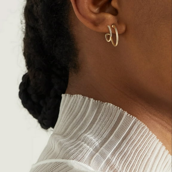 MEVECCO Hoop Earrings Open C Shape Thick Infinity 14K Gold Plated Simple Hypoallergenic Jewelry Gift for Women