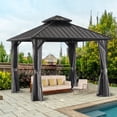 thumbnail image 1 of MEWANG 10' x 10' Hardtop Gazebo with Metal Double Roof and Aluminum Frame, Outdoor Gazebo with Curtains and Nettings for Patio,Garden., 1 of 8