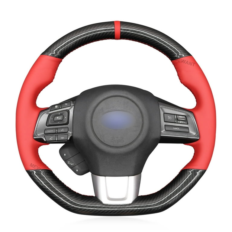 MEWANT Steering Wheel Cover for Subaru WRX 2015 2021 WRX STI 2015 2016 2017 2018 2019 2020 2021 Handsewing Carbon Fiber Leather Wrap
