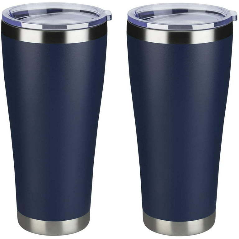 MEWAY 30oz Stainless Steel Tumblers Bulk 2 Pack ,Vacuum Insulated Cups  Double Wall Large Tumbler with Lid ,Powder Coated Coffee Mugs for Ice & Hot  Drink Gifts for Men(Navy ,Set of 2)