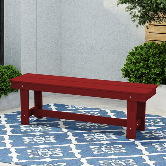 JUSTLET HDPE Outdoor 2-Person Dining Bench, Durable and Weather-Resistant for Patio, Garden and Balcony Use, Dark Red