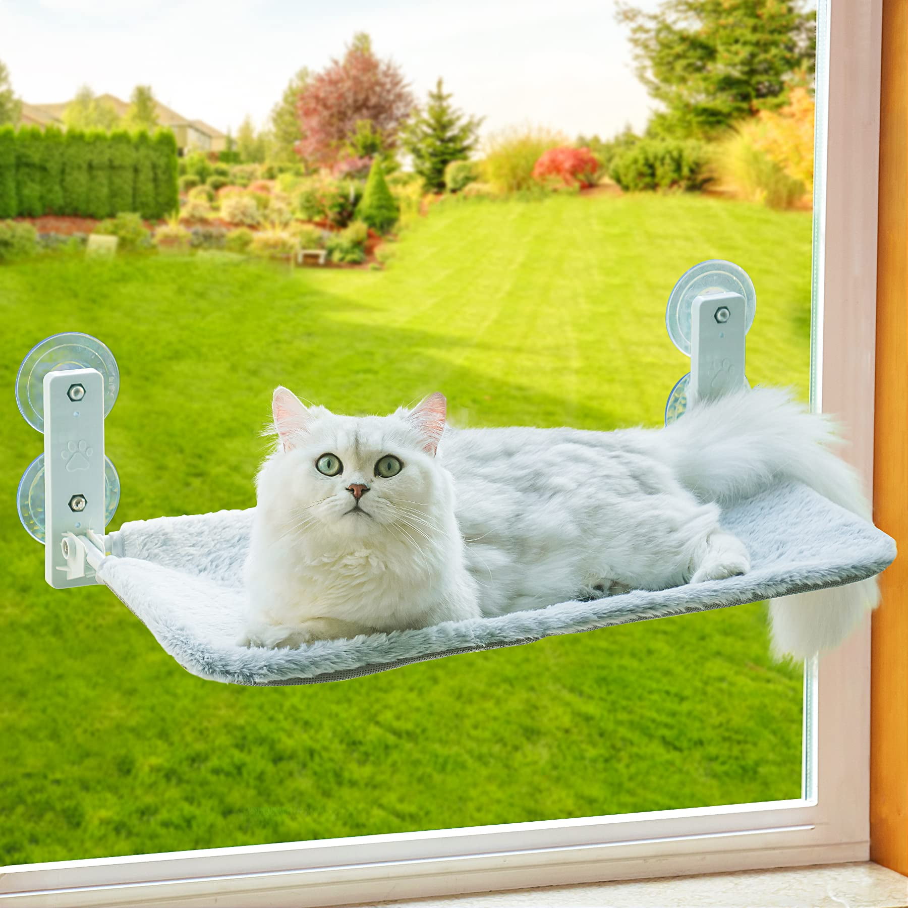 MEWOOFUN Cat Window Perch Sturdy Cat Window Hammock with Steel