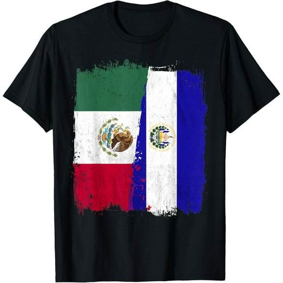 MEXICAN El Salvador Flag Half Mexican El Salvadoria Flag T-Shirt