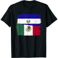 thumbnail image 1 of MEXICAN El Salvador Flag Half Mexican El Salvadoria Flag T-Shirt, 1 of 4