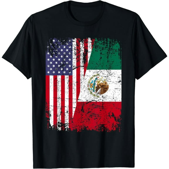 MEXICAN ROOTS | Half American Flag | MEXICO T-Shirt