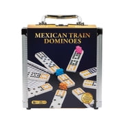 Mexican Train Dominoes Set in Aluminum Carry Case, Colorful Trains for Fun-Filled Family Game Night, for Kids & Family, 2-8 Players, for Ages 6 & up
