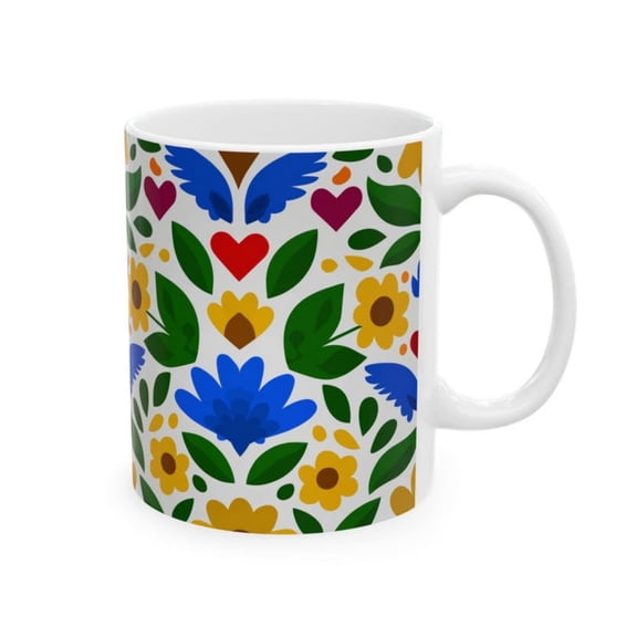 MEXIN FOLK ART Designed Ceramic Mug oz, oz Mexico Color Inspired Durable Ceramic Quality Kitchen Dr Office Coffee Mug Gift .