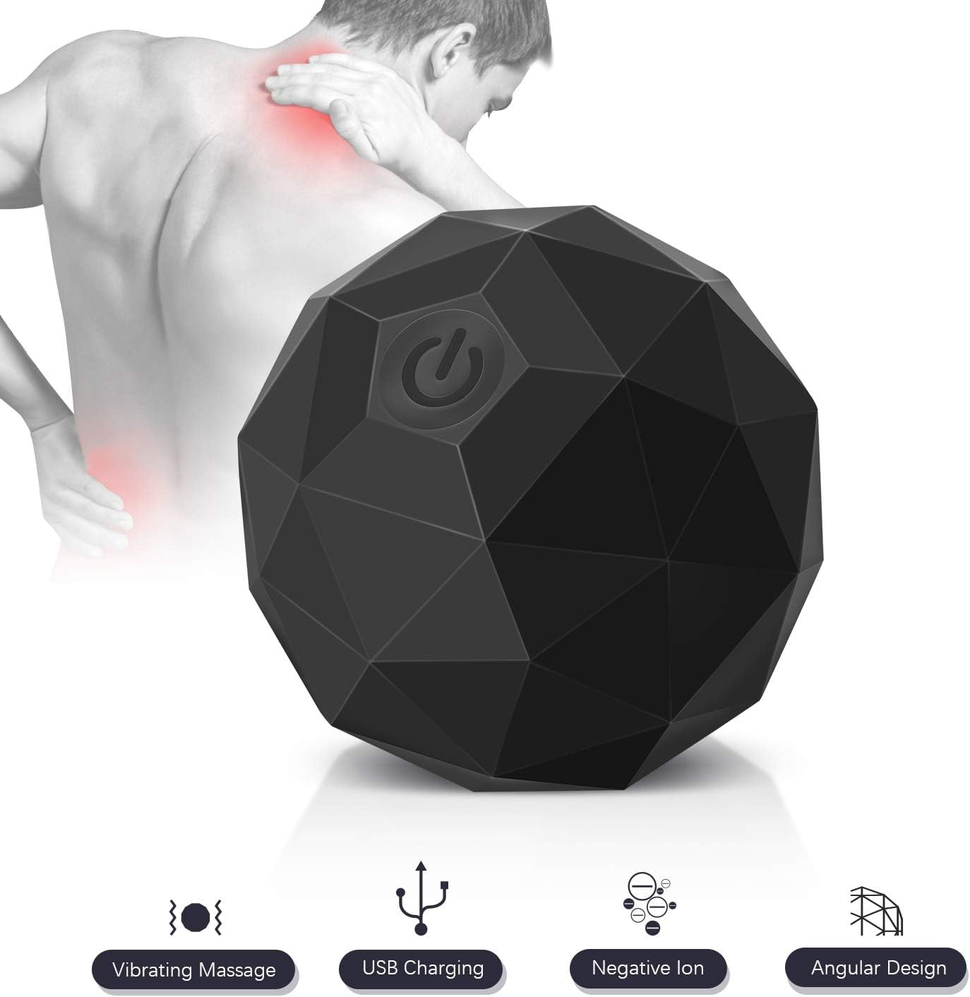 MEXITOP Electric Vibrating Massage Ball, 2-Speed Fitness Yoga Pilates  Physical Therapy Massage Roller to Fight Sore Muscles,Washable Negative Ion  