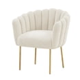 thumbnail image 1 of MEXIYA Doloris Modern Easy Clean Fake Fur Upholstered Feather Side Chair with Brushed Gold Leg, 1 of 5