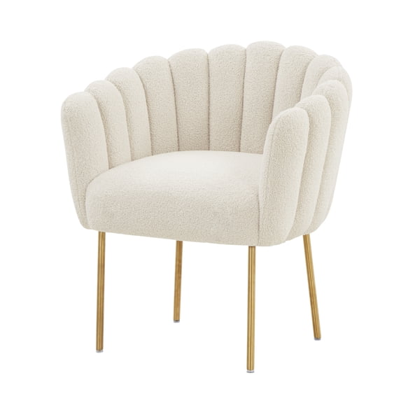 MEXIYA Doloris Modern Easy Clean Fake Fur Upholstered Feather Side Chair with Brushed Gold Leg