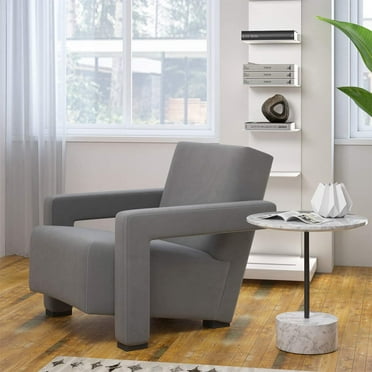MEXIYA Hughe Modern Grey Textured Velvet Upholstered Accent Lounge Arm Chair…