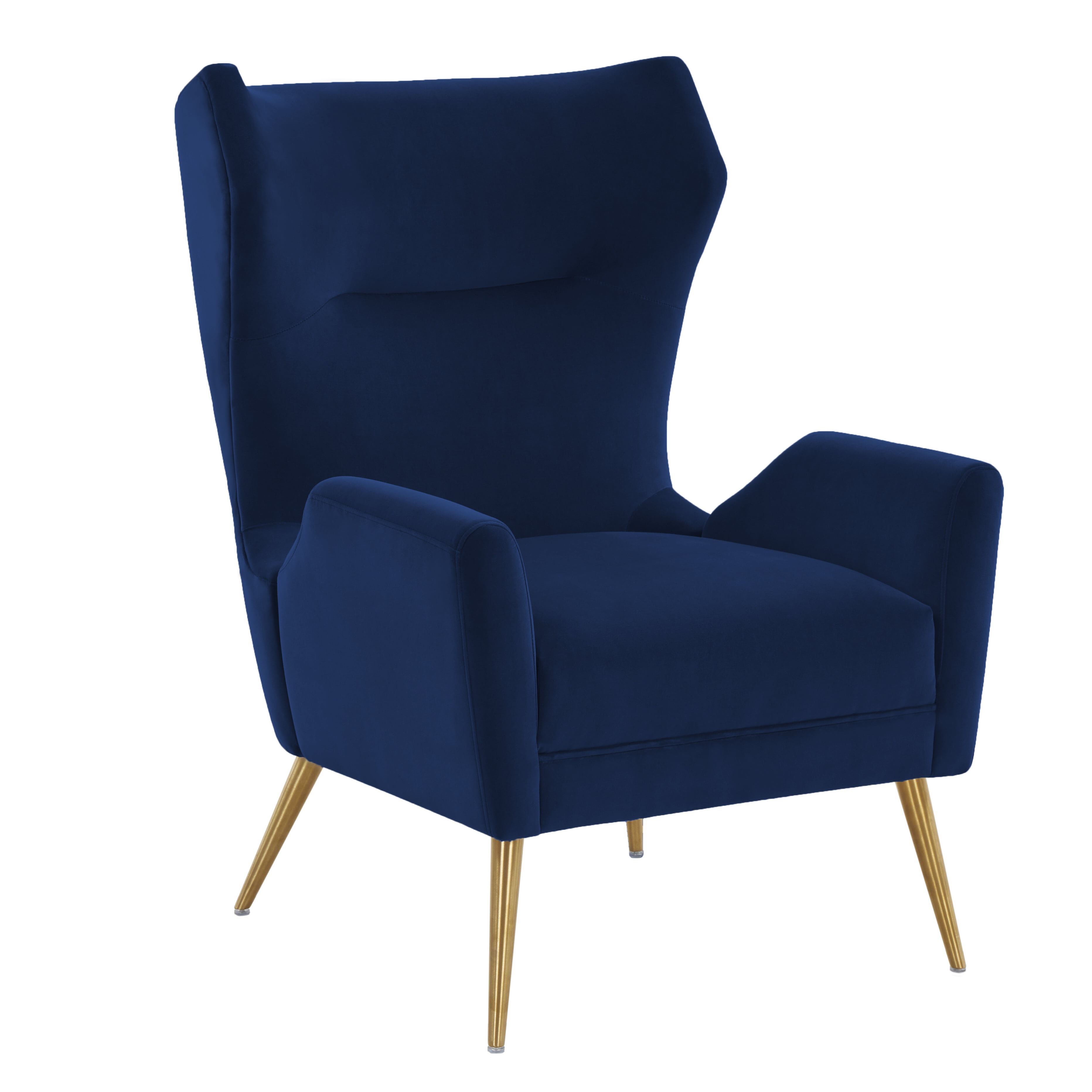 MEXIYA Sebastian Morden Navy Wingback Armchair High Back Velvet Accent