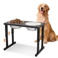 thumbnail image 1 of MEXMIODY Elevated Dog Bowls, Raised Dog Food Bowl Stand, Adjustable Large Dog Feeding Station, 10.43"-17.53" H, Black, 1 of 7