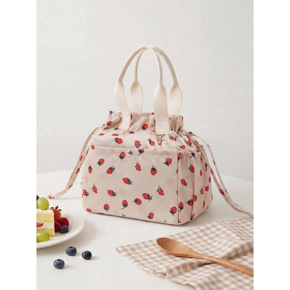 MEXS Lunch Bag for Women Reusable Drawstring Insulated Lunch Box Stain-Resistant Large Cinch Closure Lunch Bags for Work Office