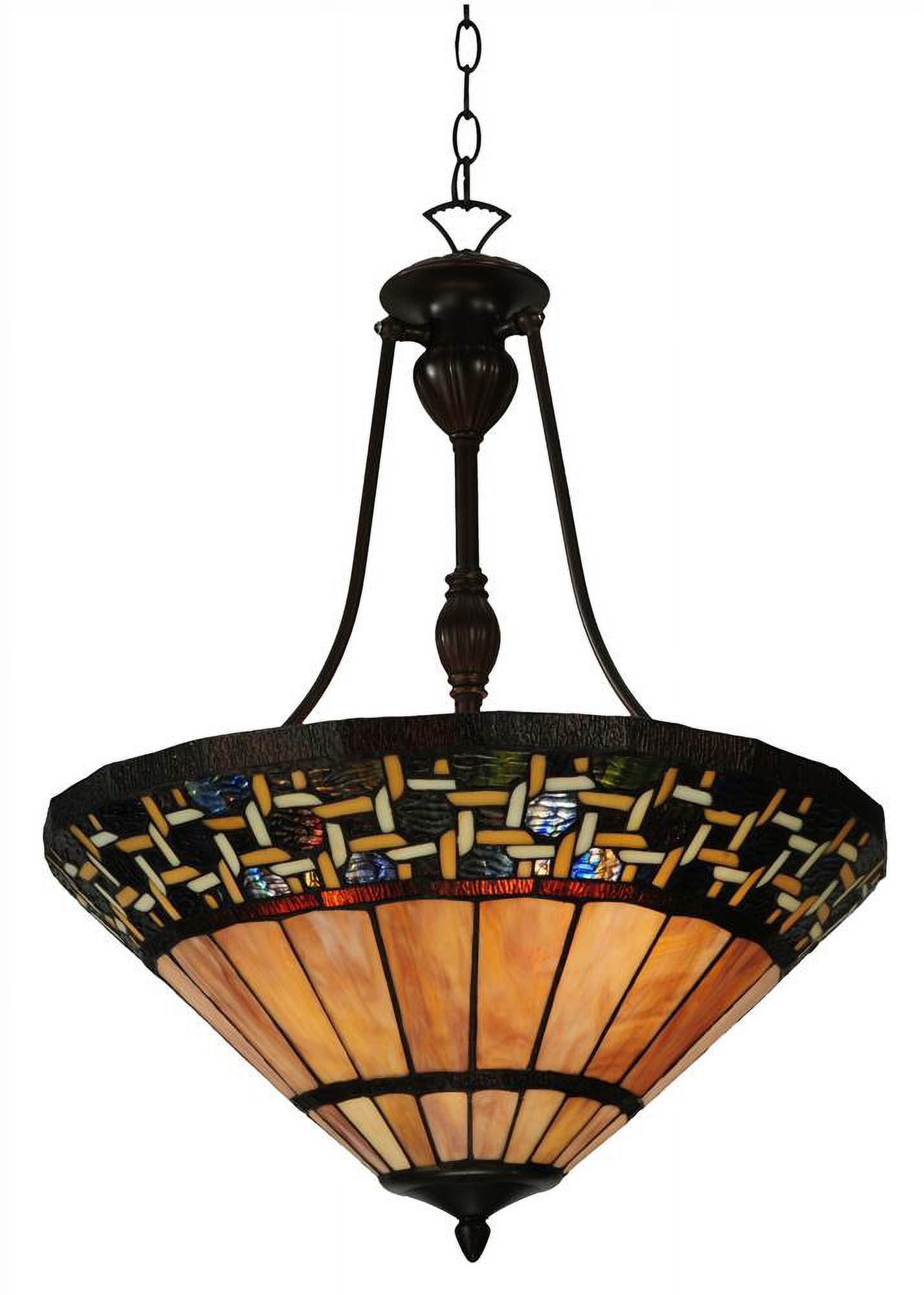 Ilona 3-Light Mahogany Bronze Inverted Pendant with Stained Glass