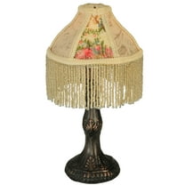 MEYDA 131721 10 in. H Fabric and Fringe Roses Mini Lamp