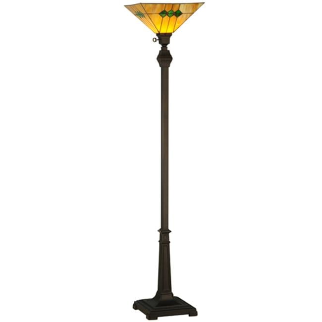 62" Bronze Stained Glass Torchiere Floor Lamp