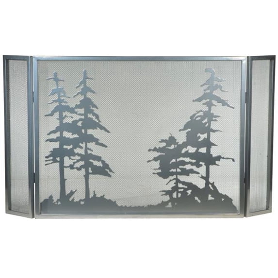 MEYDA 133721 50 in. W x 28 in. H Tall Pines Folding Fireplace Screen