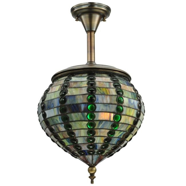 Bronze and Glass 13" Single Pendant Light