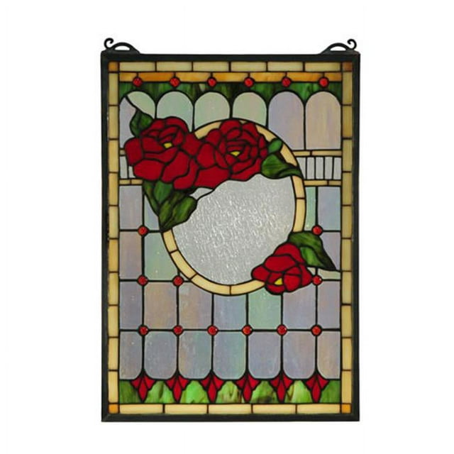 MEYDA  14 in. W x 20 in. H Morgan Rose Stained Glass Window