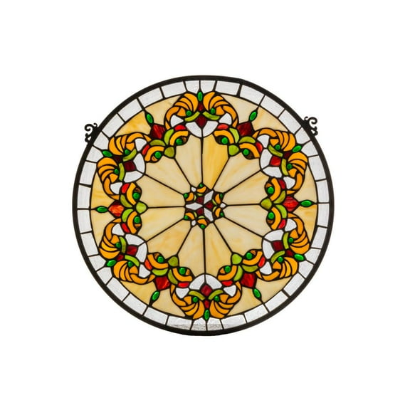 MEYDA 19 in. W x 18 in. H MiddeLighton Medallion Stained Glass Window