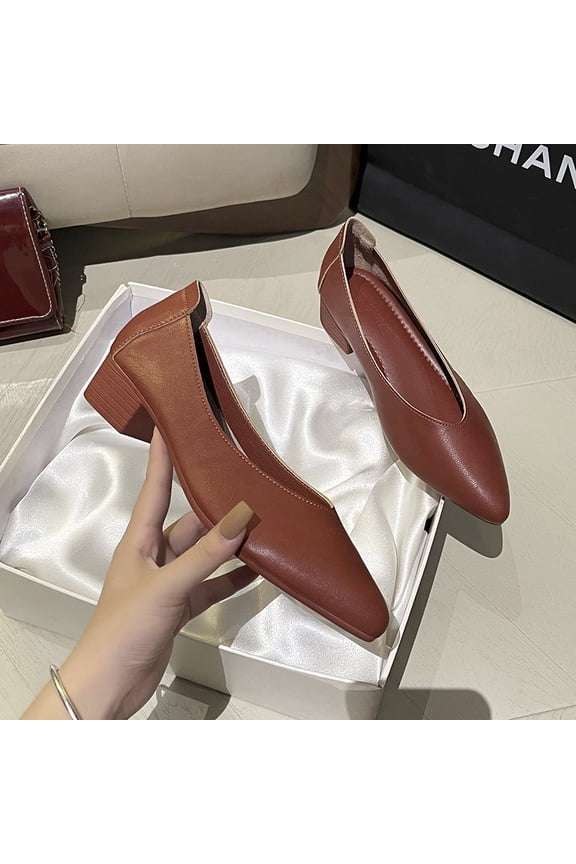 Women's Pointed Toe Flats - Genuine Top-Grain Leather Comfortable Slip-On Ballet Flats