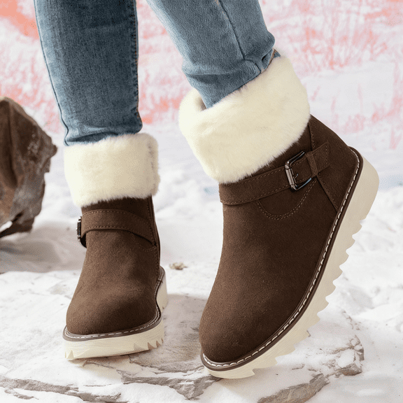 MEYSE Womens Fuzzy Lined Winter Snow Boots - Warm Anti - Slip Ankle Boots for Cold Weather