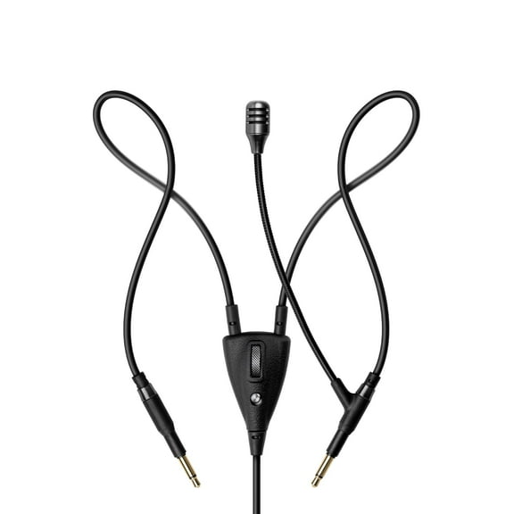 MEZE AUDIO | Boom Mic | Omnidirectional Clear Audio Plug-and-Play Boom Microphone | for Gaming and Remote Work | 3.5mm Male to Dual TS Mono 3.5mm Male Connector Plug | Cable Length 2.50m/8.2ft