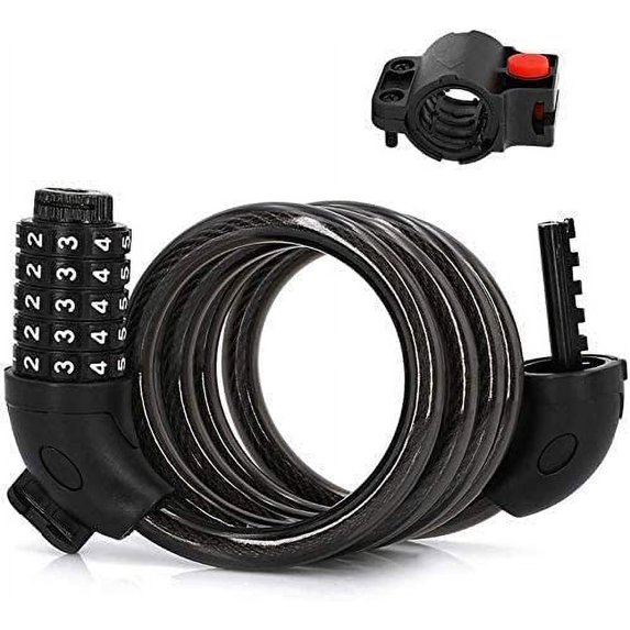 MEZOOM Bike Lock Cable, Bicycle Master Cable Lock with 5 Digit Combination Lightweight Bike Chain Lock 4-Feet